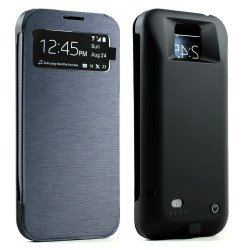 Samsung Galaxy S4 Flip Leather Style Charging Case 3200 mAh (Black)